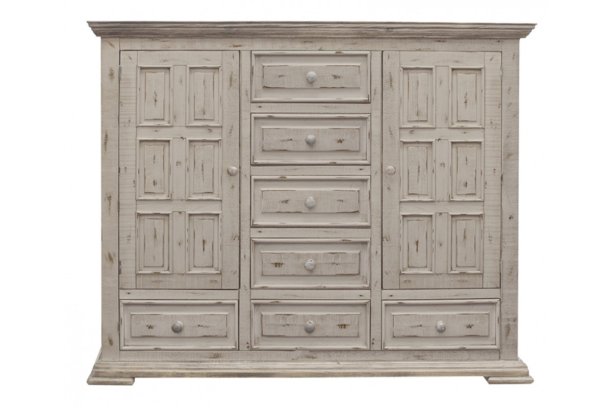 Dark Walnut Veneer Steel And Concrete Dresser With 6 Drawers