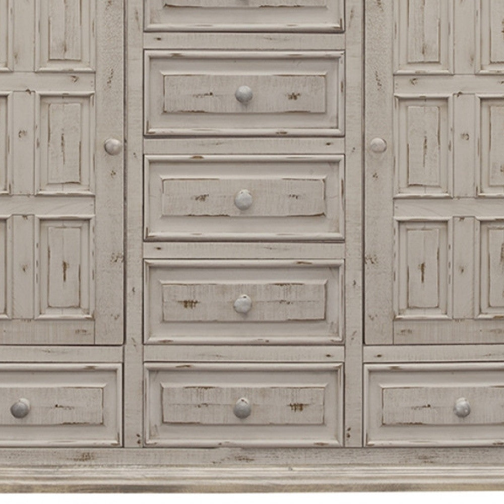 Dark Walnut Veneer Steel And Concrete Dresser With 6 Drawers