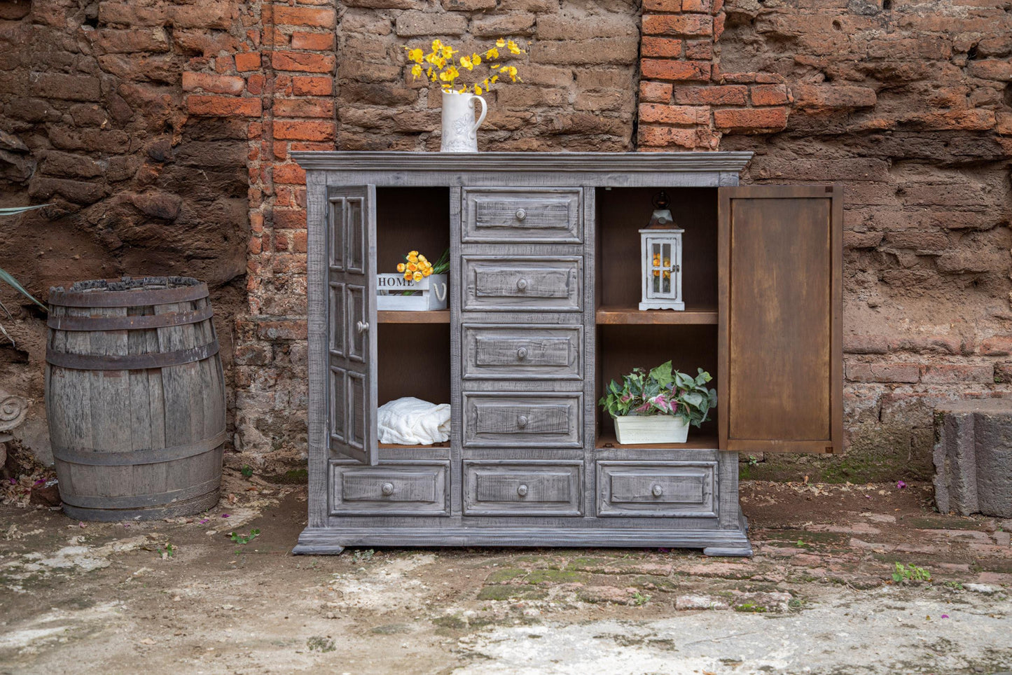 White Mdf And Steel Dresser