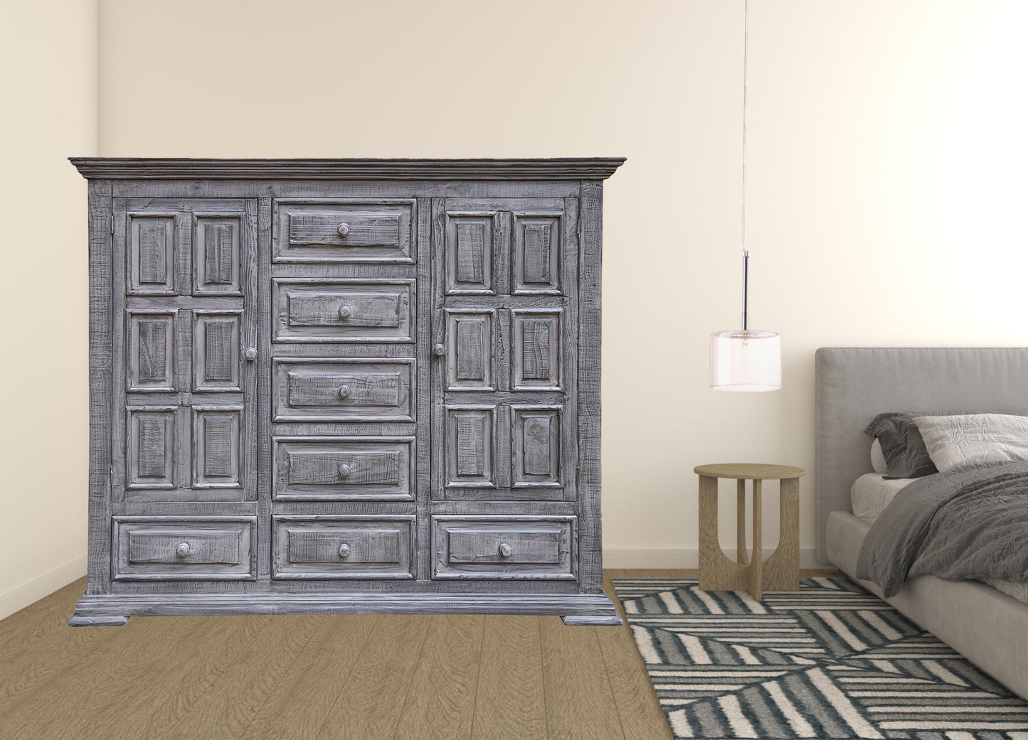 White Mdf And Steel Dresser