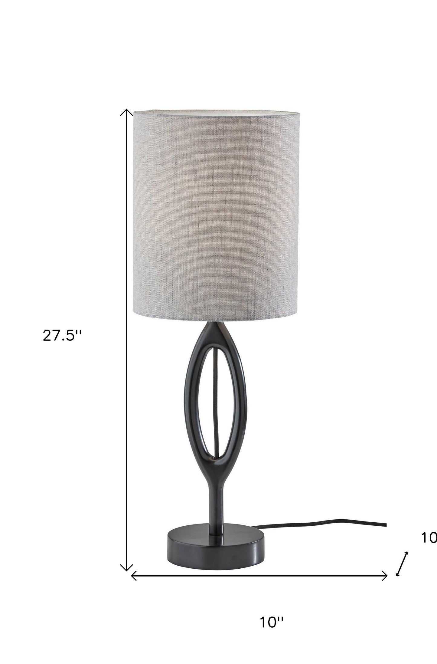 Black Solid Wood Table Lamp w/ Shade