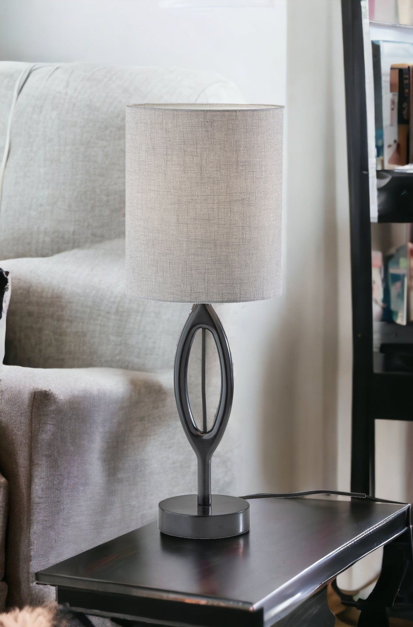 Black Solid Wood Table Lamp w/ Shade