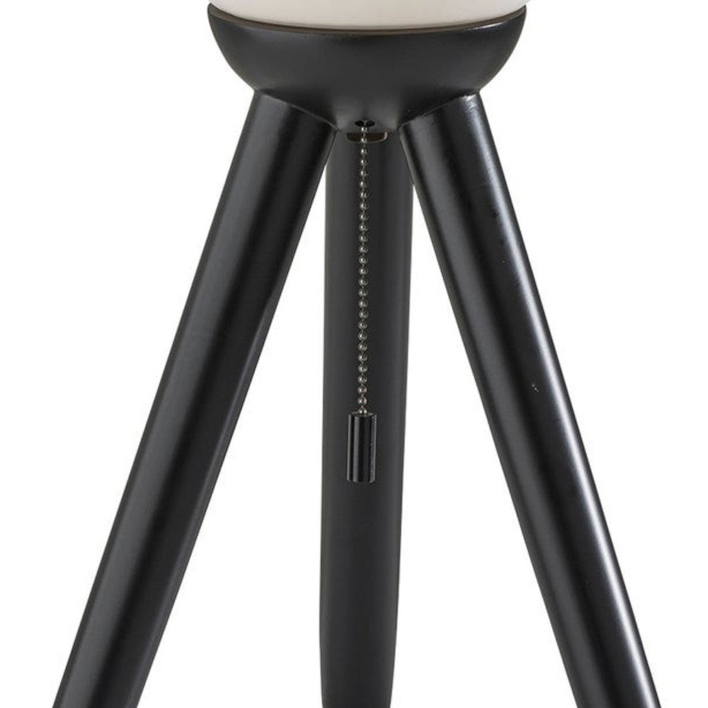 Black Solid Wood Tripod Table Lamp w/ Shade