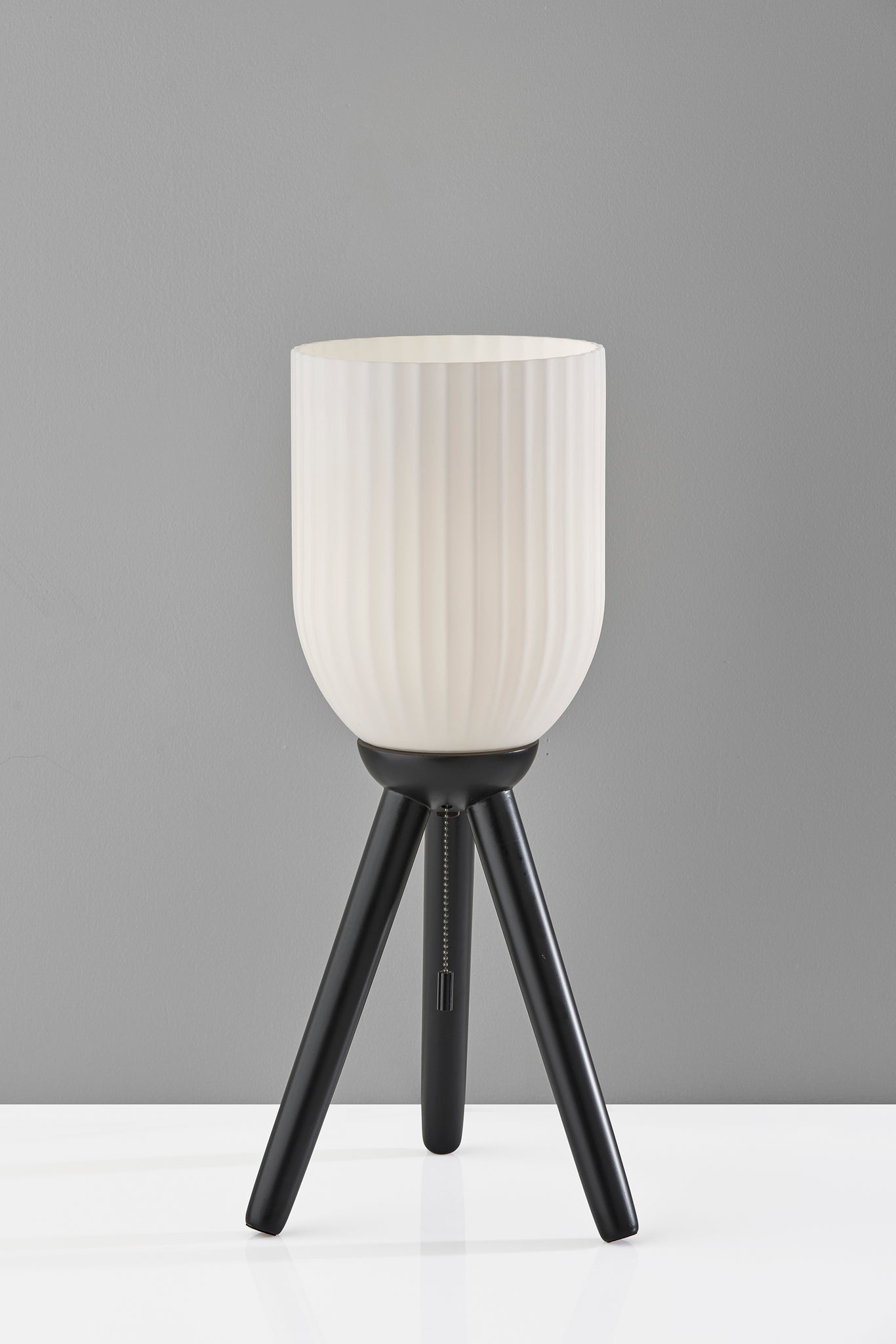 Black Solid Wood Tripod Table Lamp w/ Shade