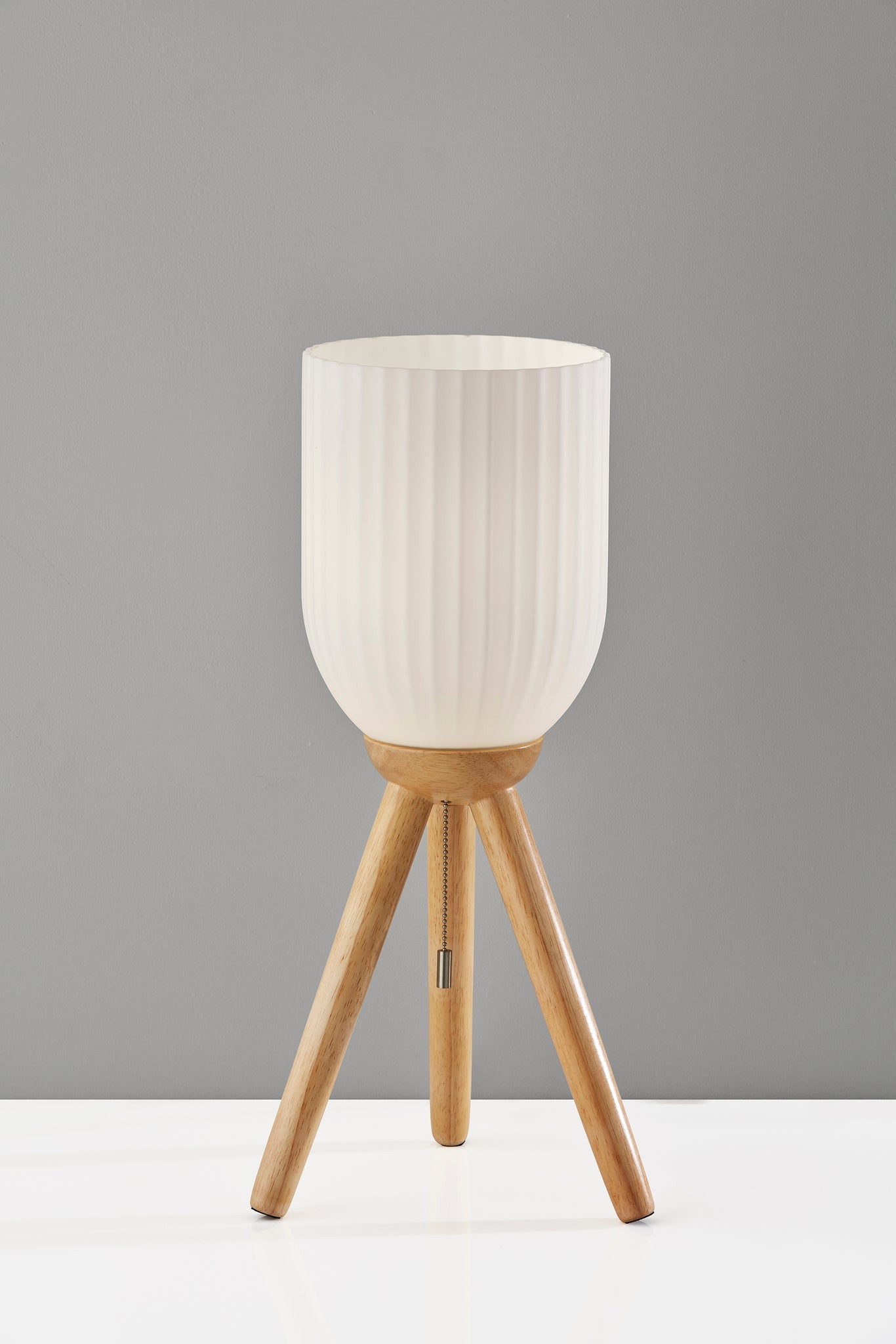 Natural Solid Wood Tripod Table Lamp w/ Shade