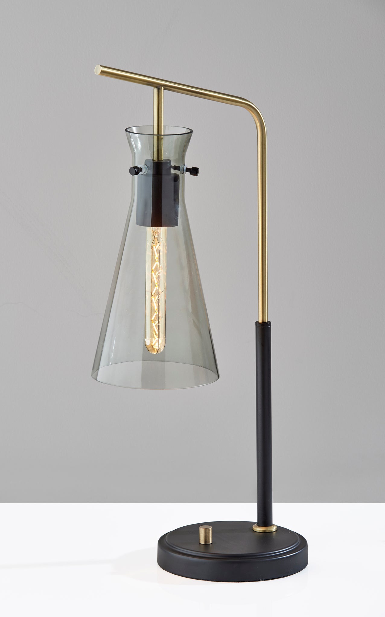 Black & Gold Desk Lamp w/ Light Gray Shade
