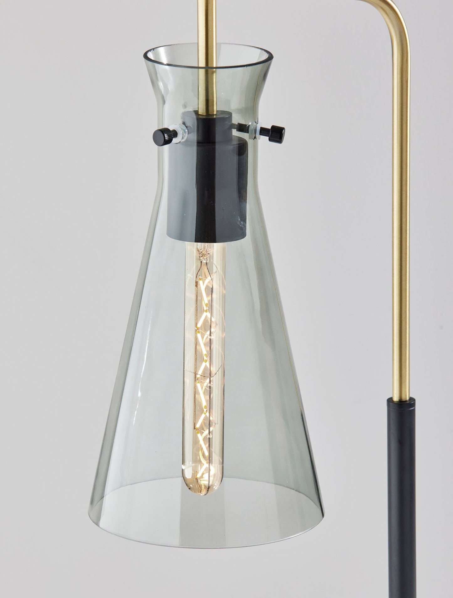 Black & Gold Desk Lamp w/ Light Gray Shade