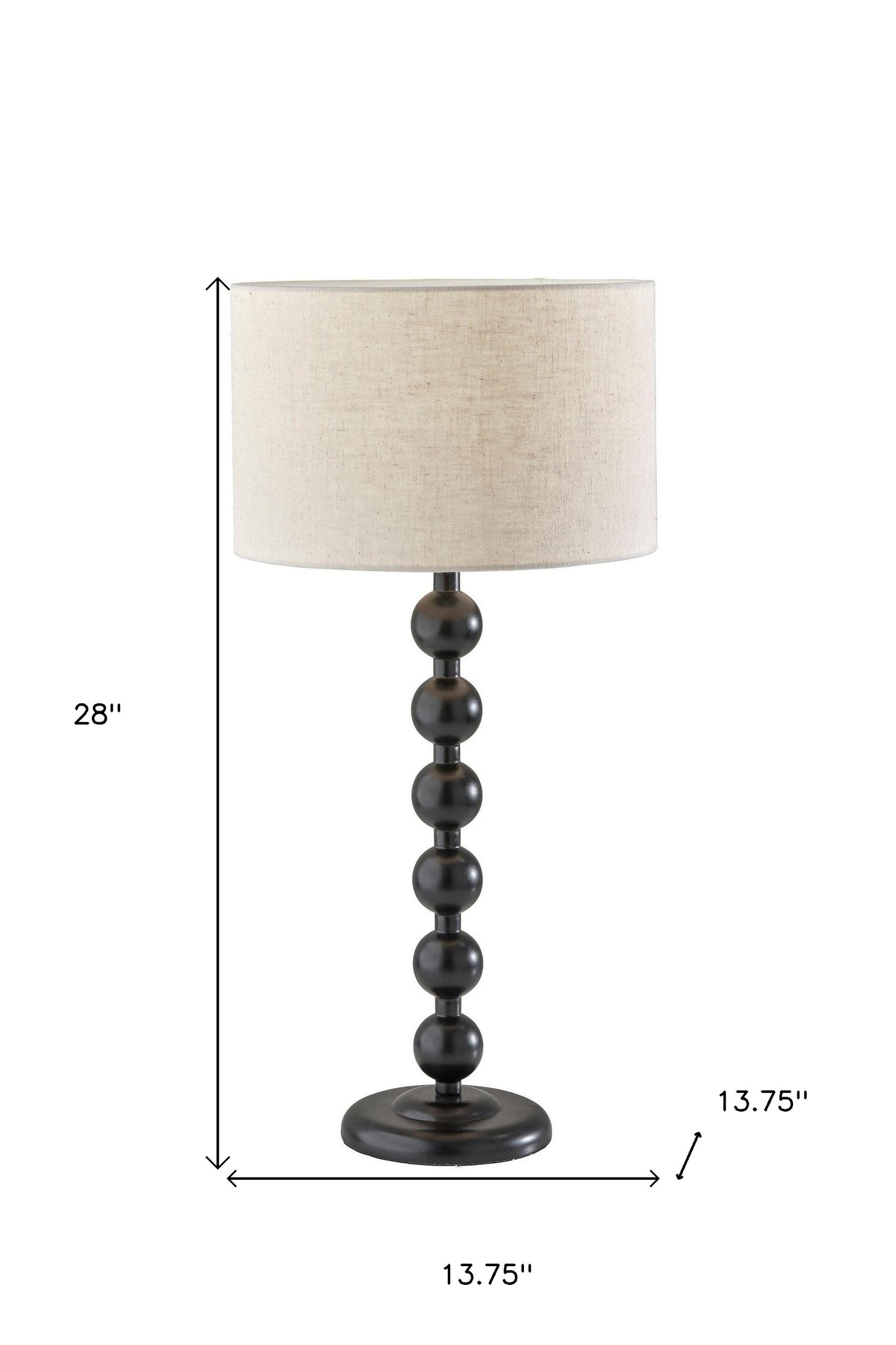 Black Solid Wood Candlestick Table Lamp w/ Off Shade
