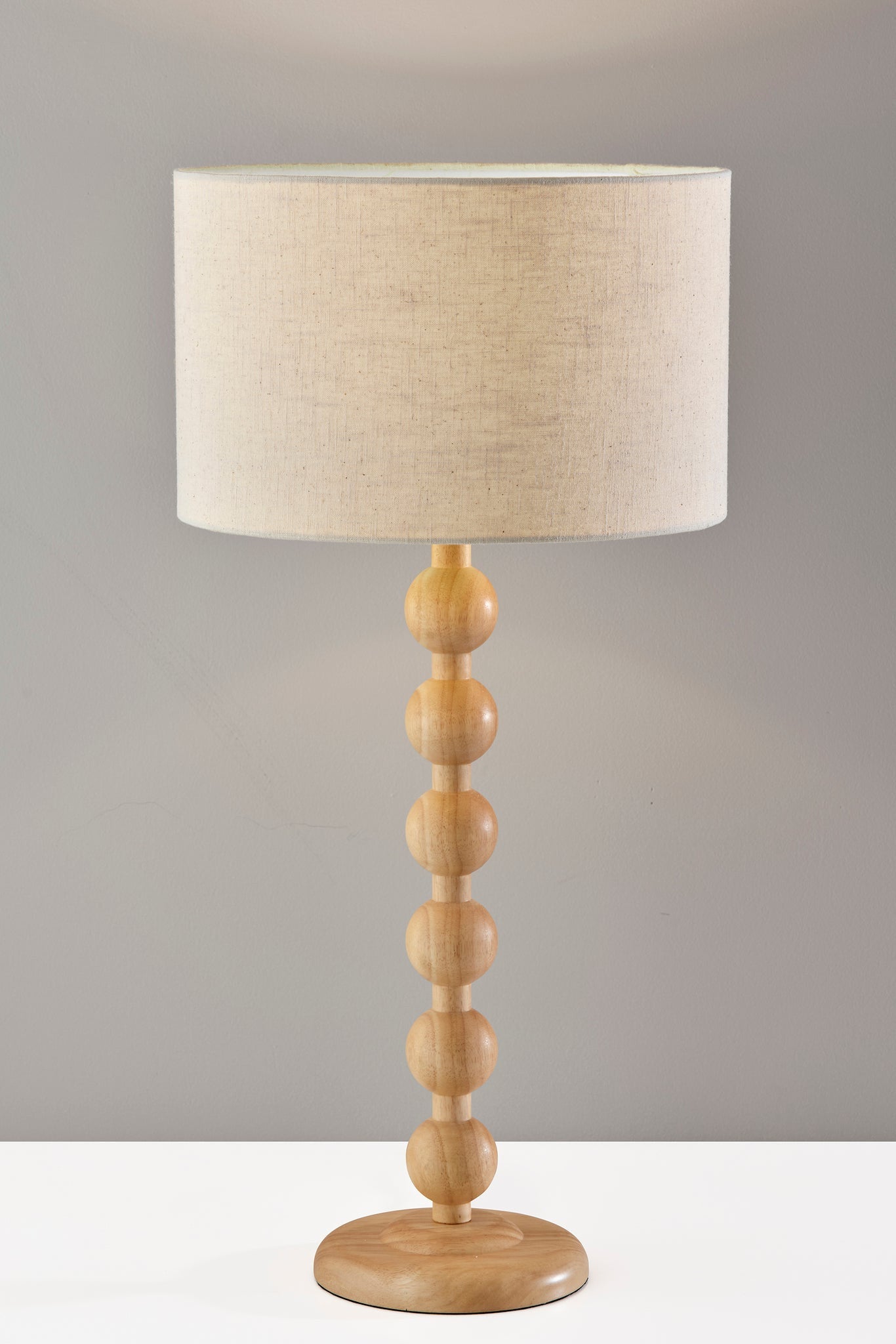 Brown Solid Wood Candlestick Table Lamp w/ Off Shade