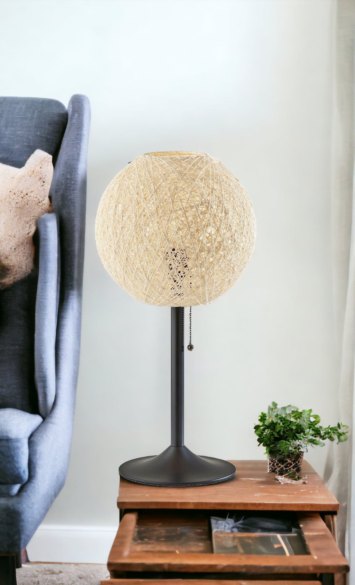 Antiqued Bronze Candlestick Table Lamp w/ Off Shade