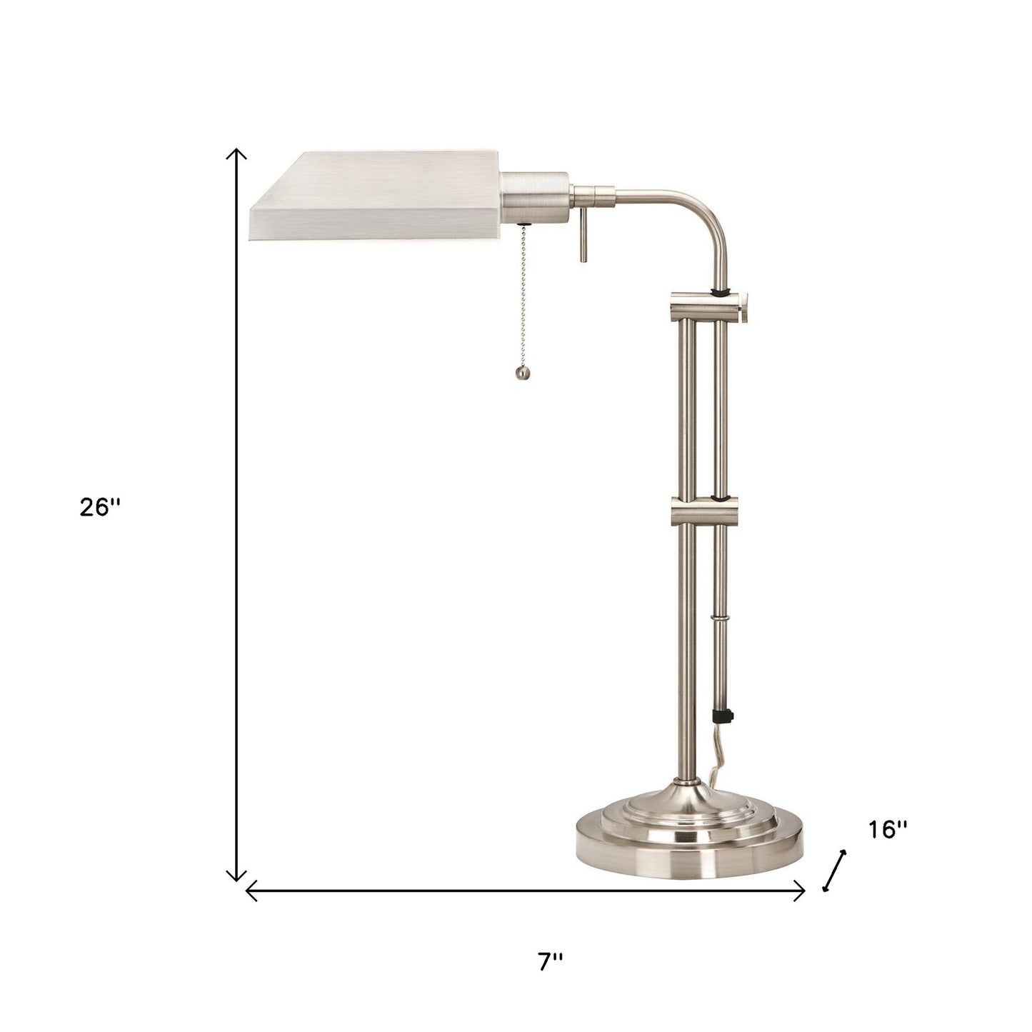 Nickel Adjustable Table Lamp w/ Nickel Shade