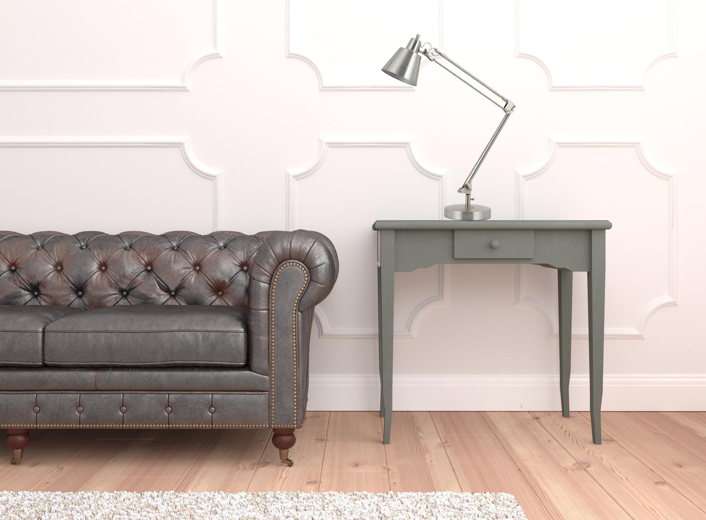 Nickel Desk Table Lamp w/ Nickel Shade