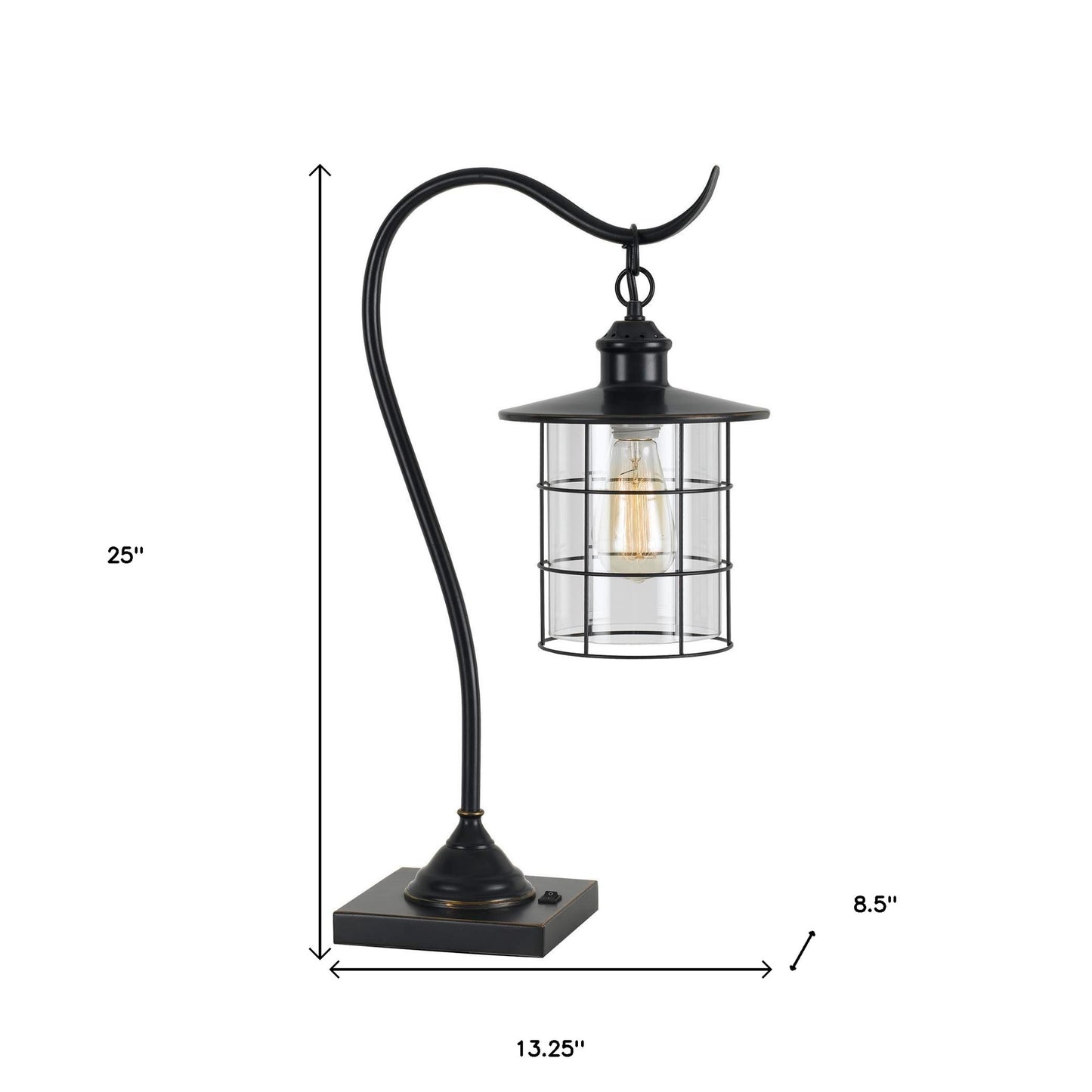 Bronze Lantern Style Desk Lamp w/ Edison Bulb