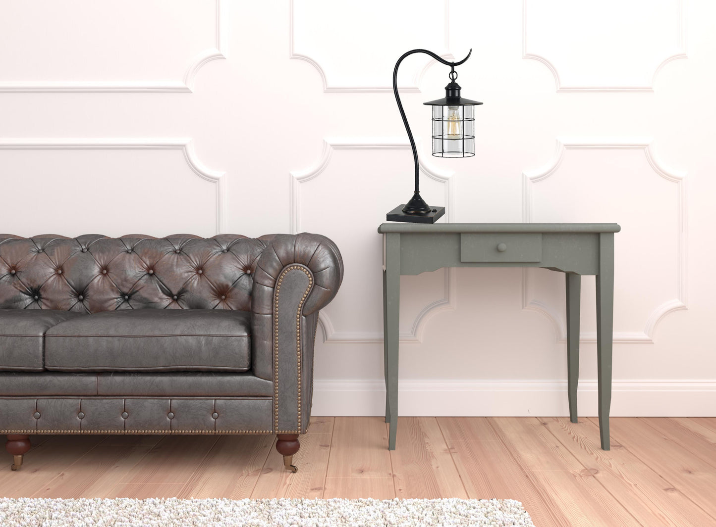 Bronze Lantern Style Desk Lamp w/ Edison Bulb