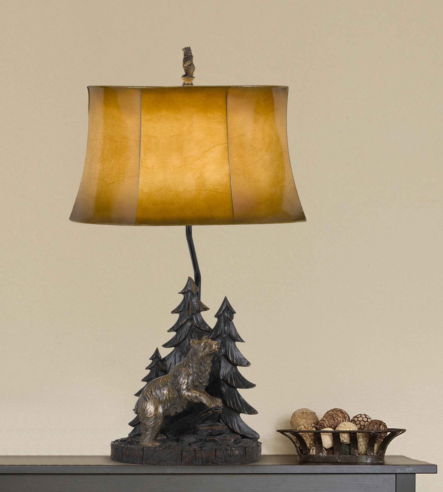 Bronze Bear in the Woods Table Lamp w/ Shade