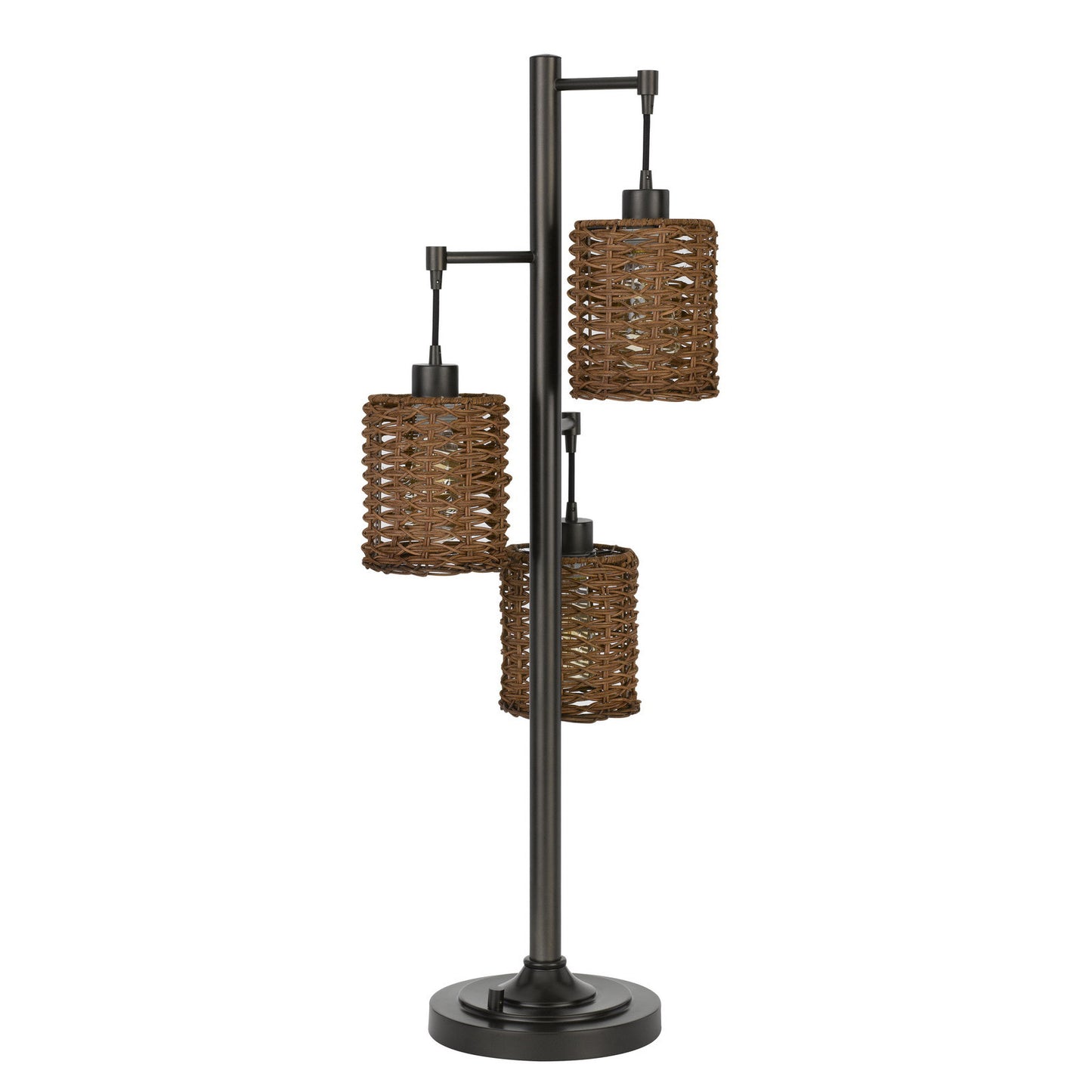 Bronze Three Light Desk Table Lamp w/ Shade
