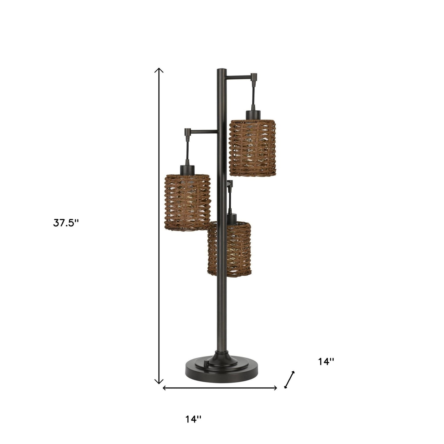 Bronze Three Light Desk Table Lamp w/ Shade