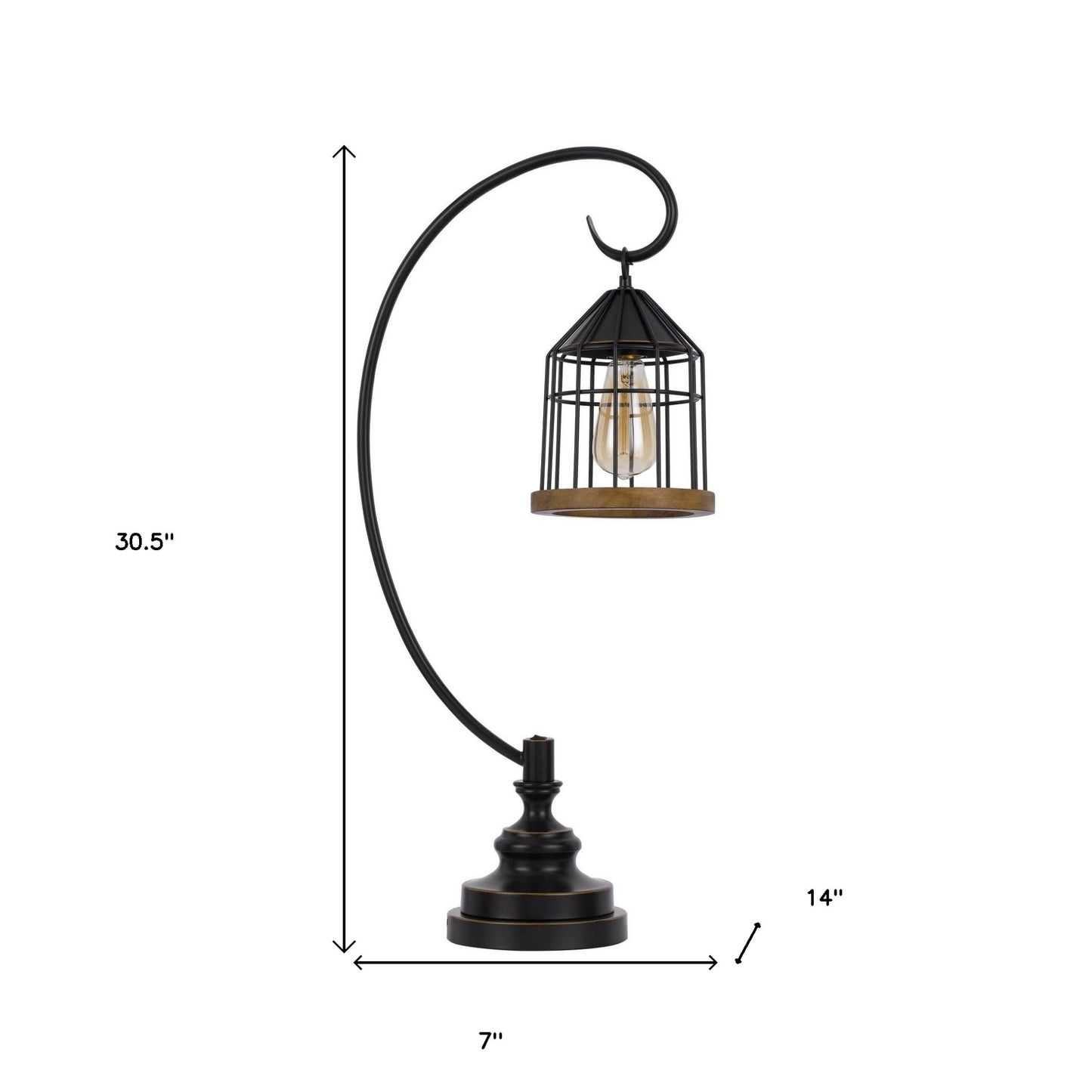 Bronze Table Lamp w/ Bronze Cage Shade