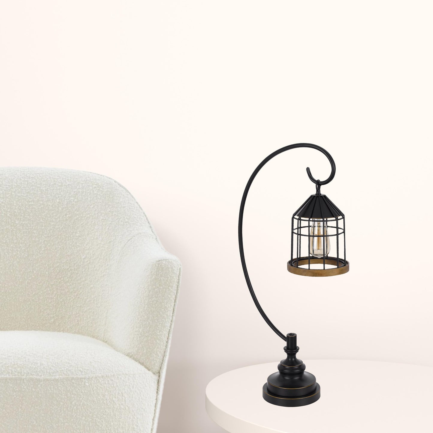Bronze Table Lamp w/ Bronze Cage Shade