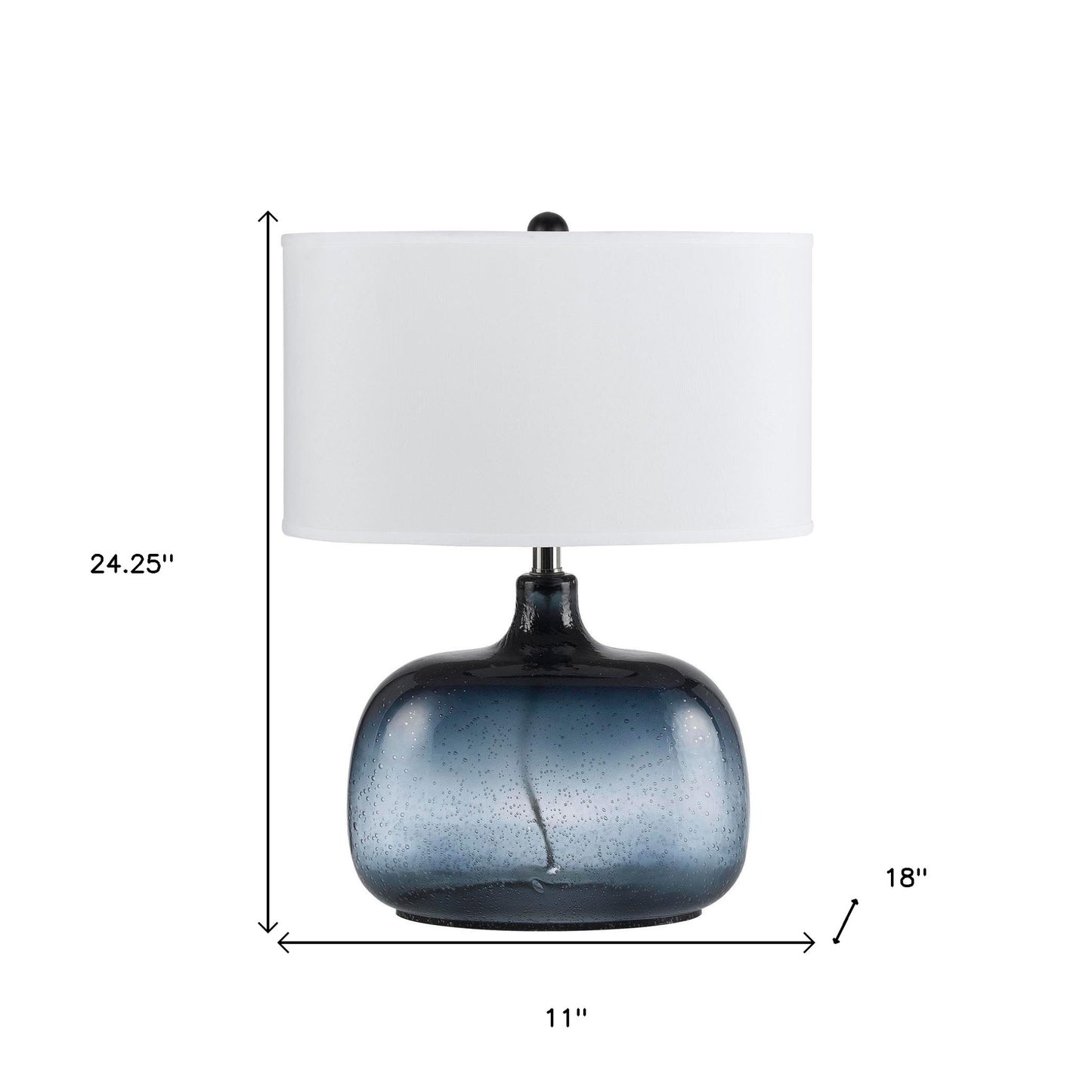 Dark Blue Glass Table Lamp w/ Shade