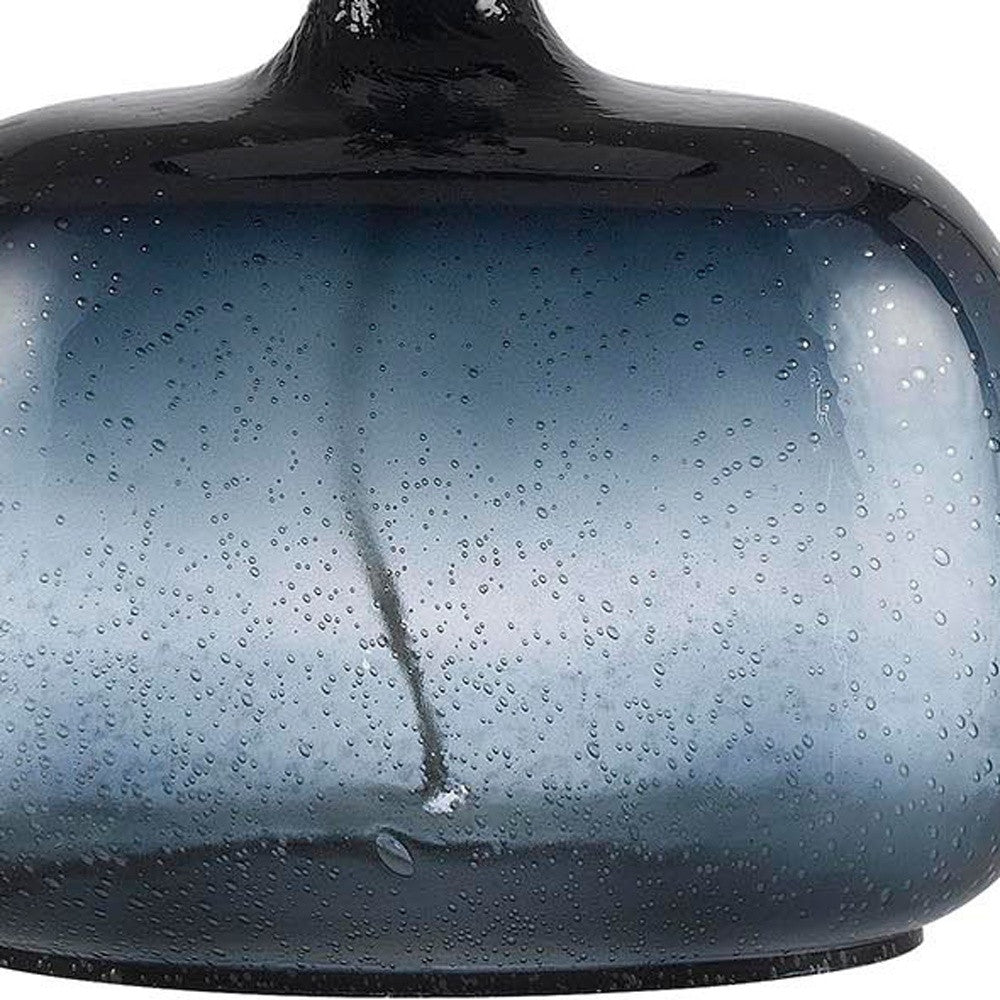 Dark Blue Glass Table Lamp w/ Shade