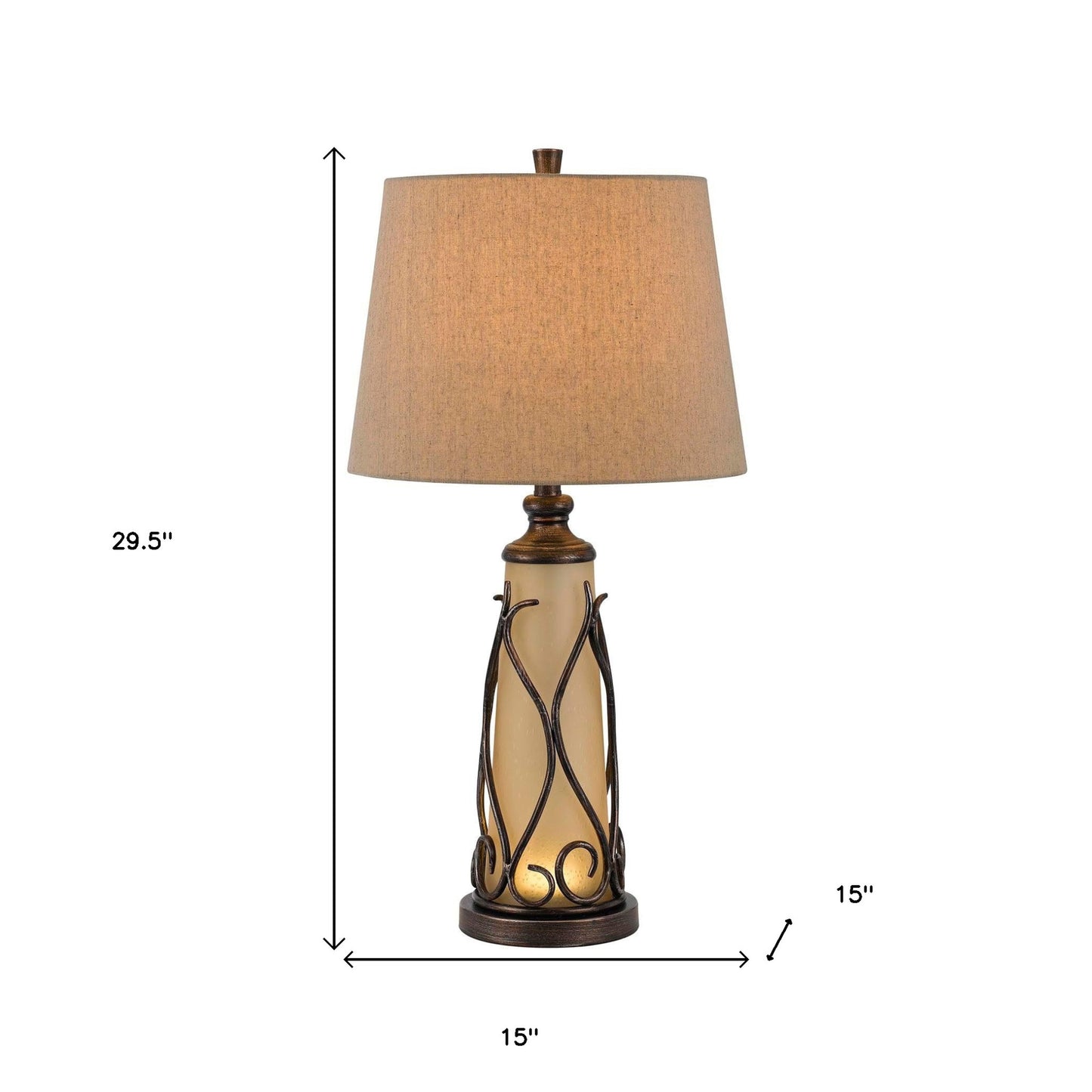 Brown Two Light Table Lamp w/ Shade