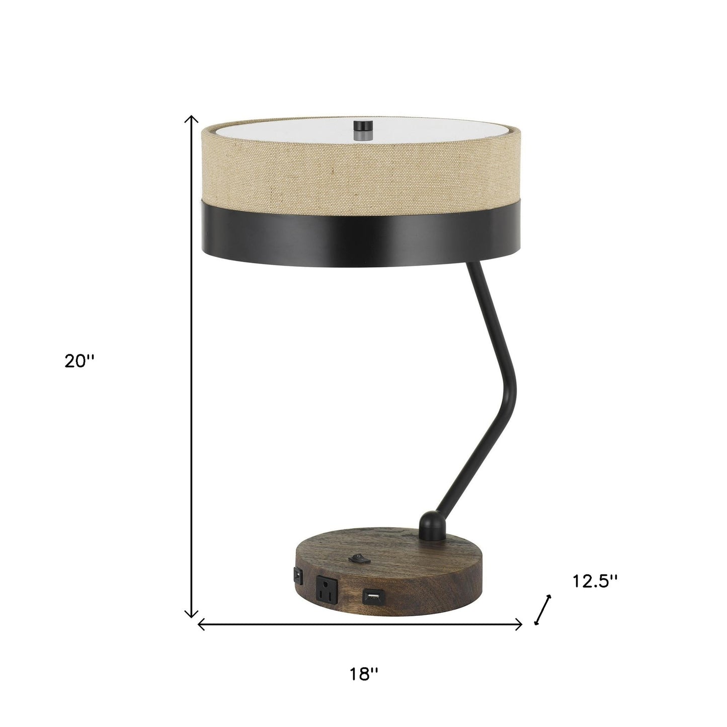 Black Two Light Desk Table Lamp w/ Shade
