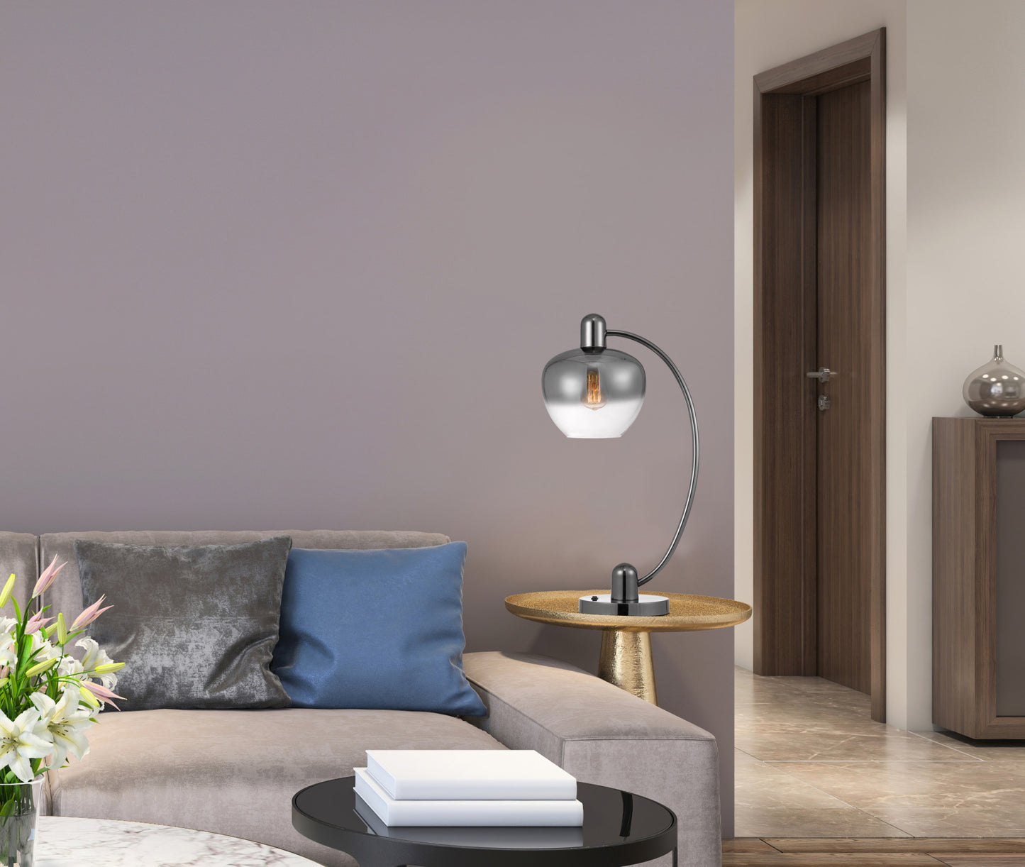 GunTable Lamp w/ Silver Metallic Shade