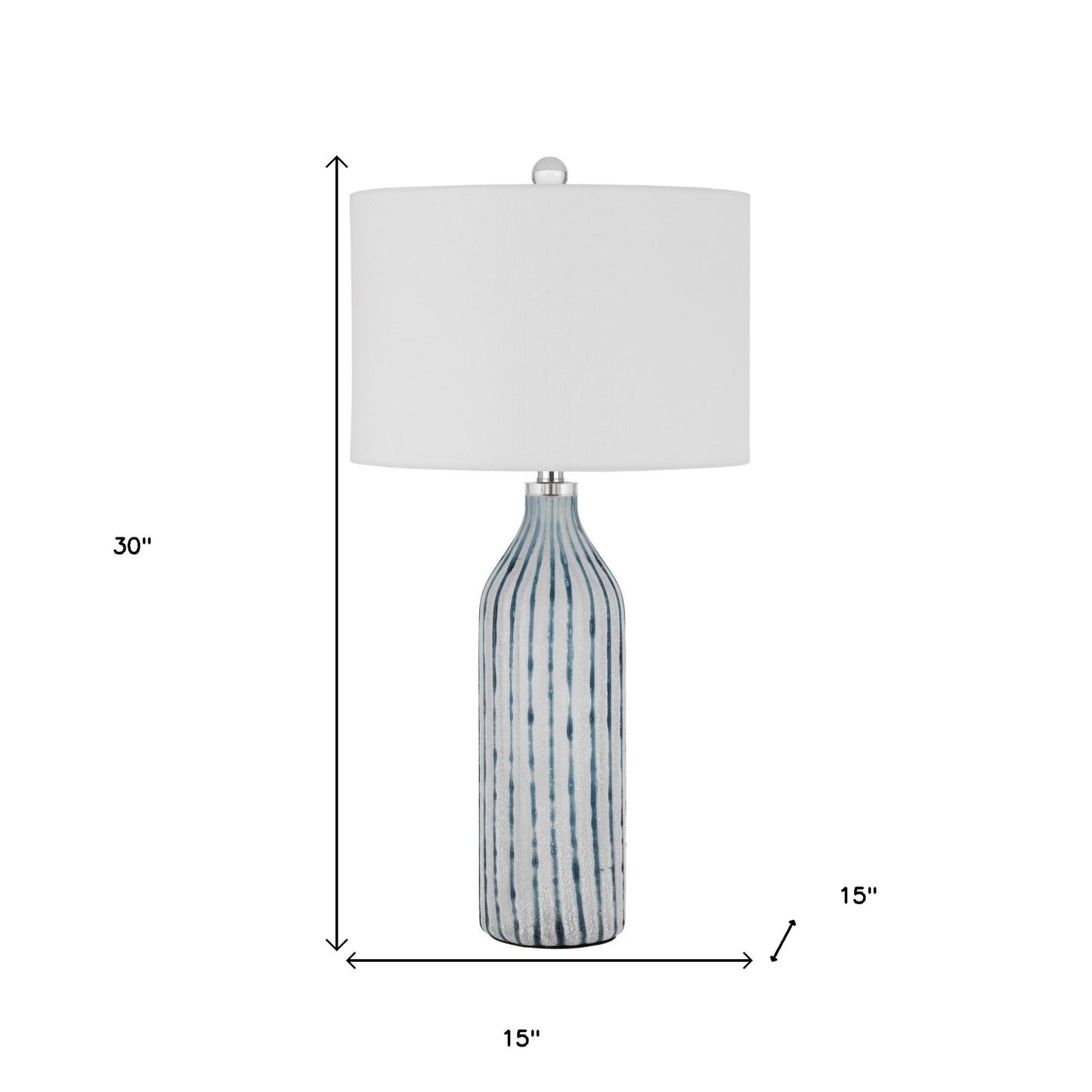 Aqua & Gray Glass Table Lamp w/ Shade