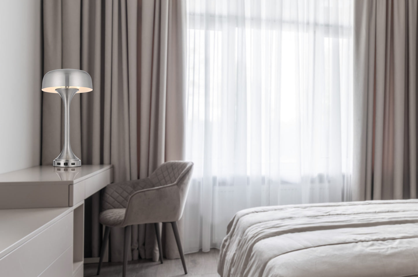 Nickel Two Light Table Lamp w/ Shade
