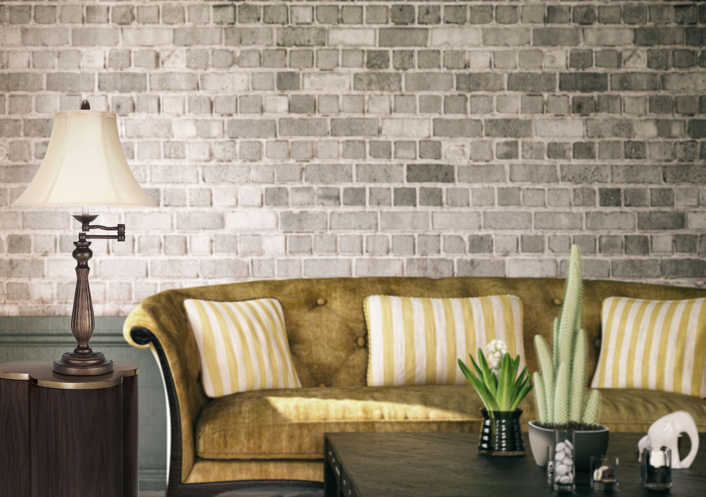 Rust Table Lamp w/ Pearl Shade