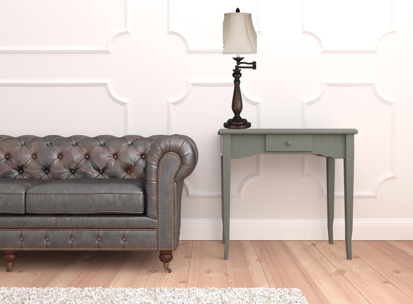 Rust Table Lamp w/ Pearl Shade