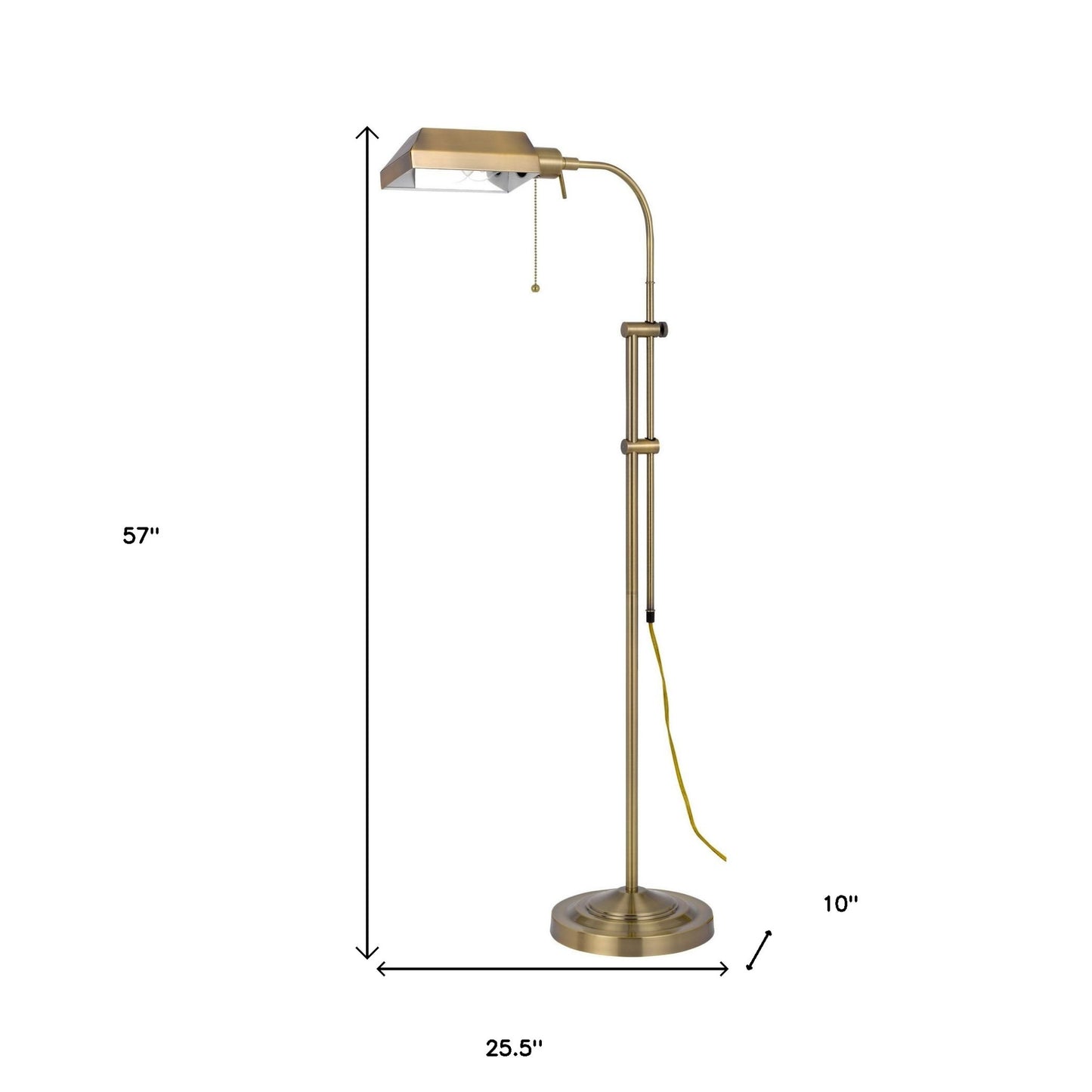 Brass Adjustable Floor Lamp w/ Shade