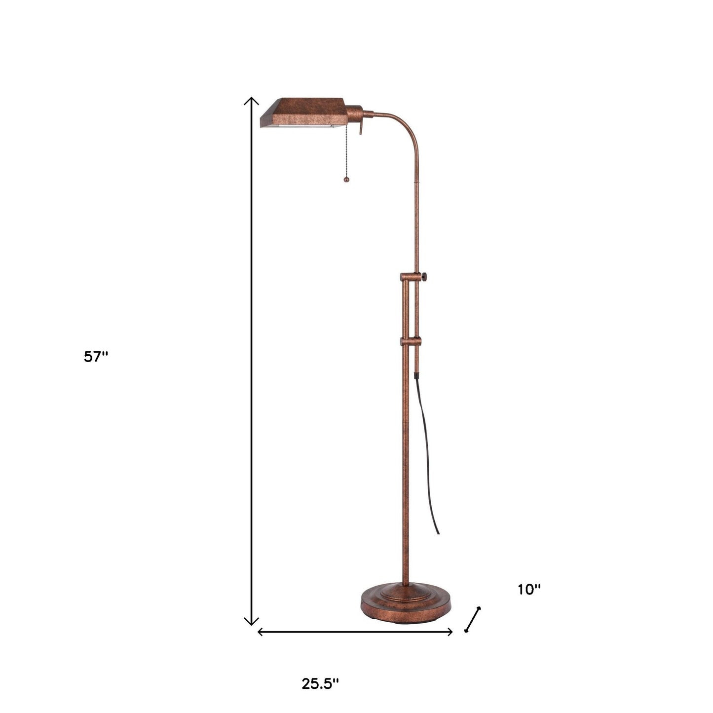Rusted Adjustable Floor Lamp w/ Rust Shade
