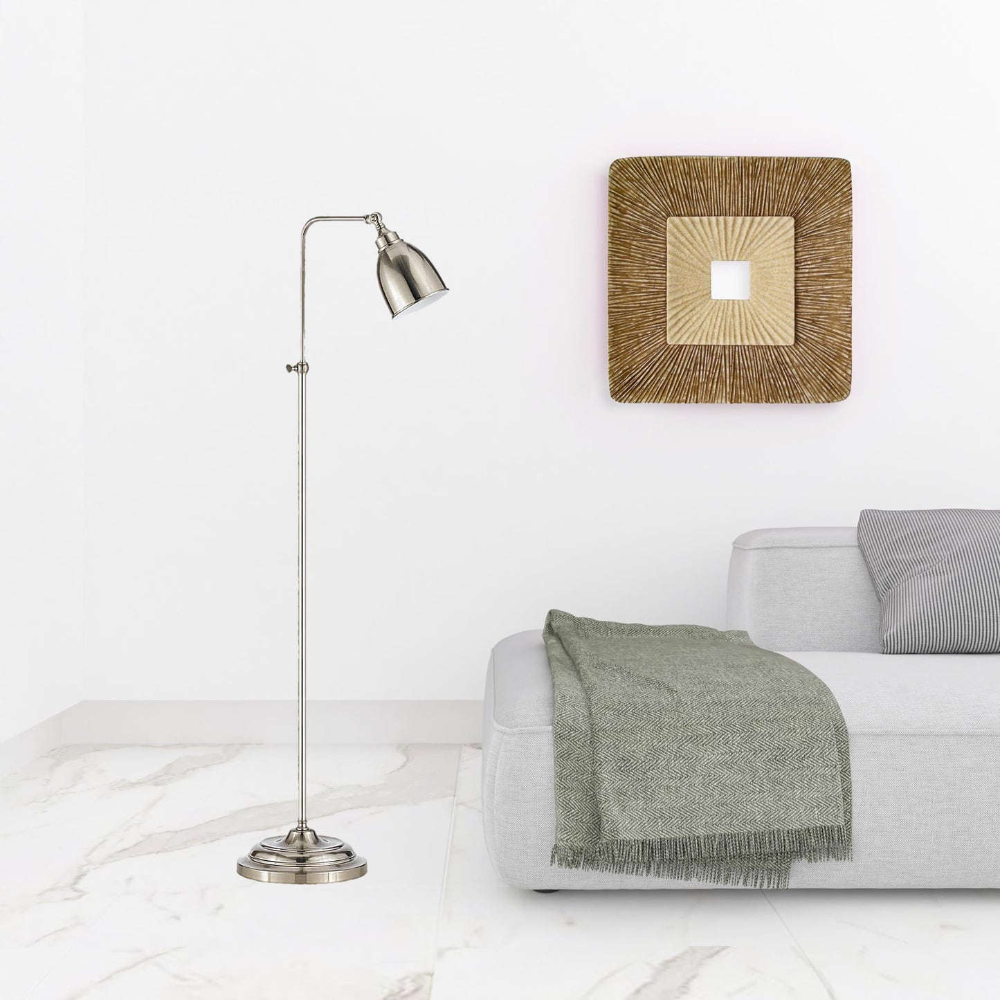 Nickel Adjustable Floor Lamp w/ Shade
