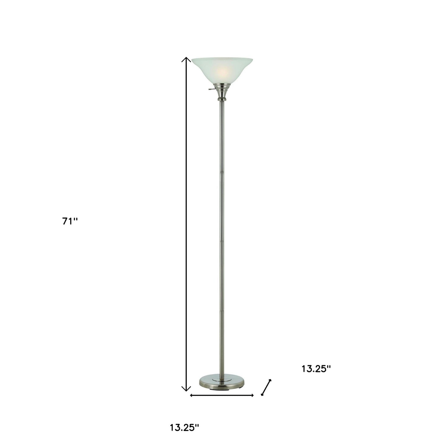 Nickel Torchiere Floor Lamp w/ Shade