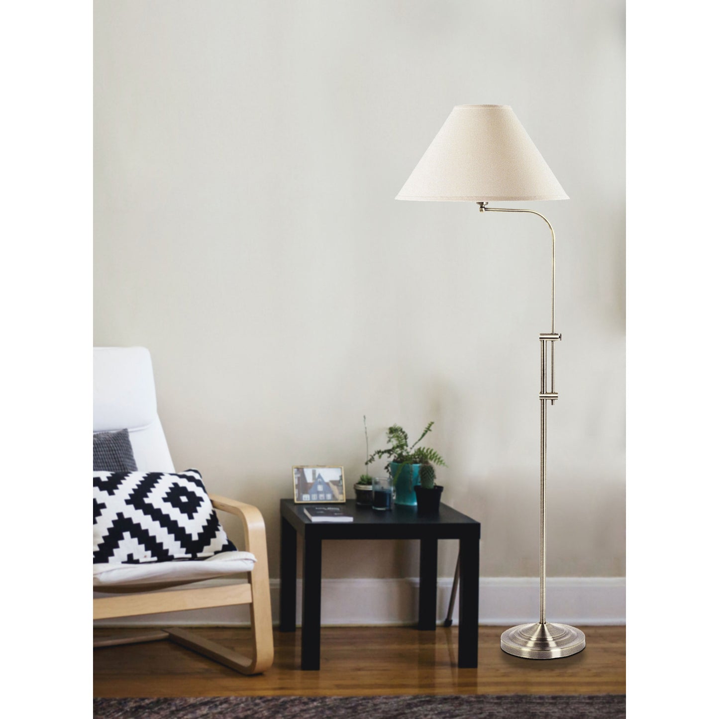 Nickel Adjustable Floor Lamp w/ Shade