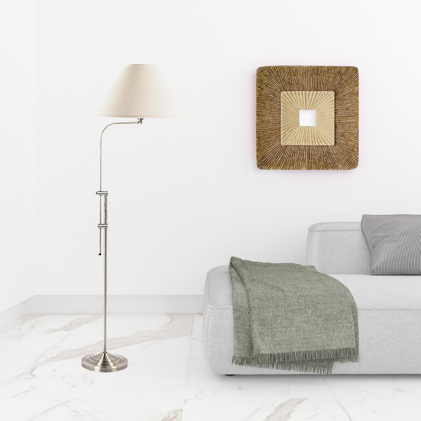 Nickel Adjustable Floor Lamp w/ Shade