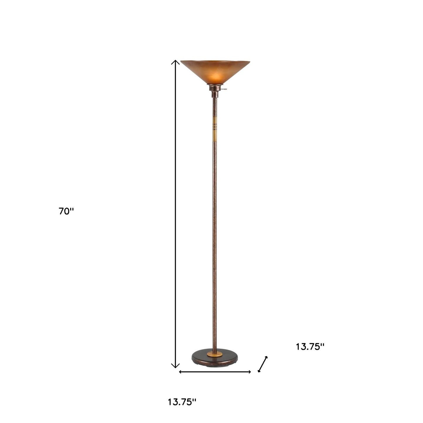 Rusted Torchiere Floor Lamp w/ Rust Shade