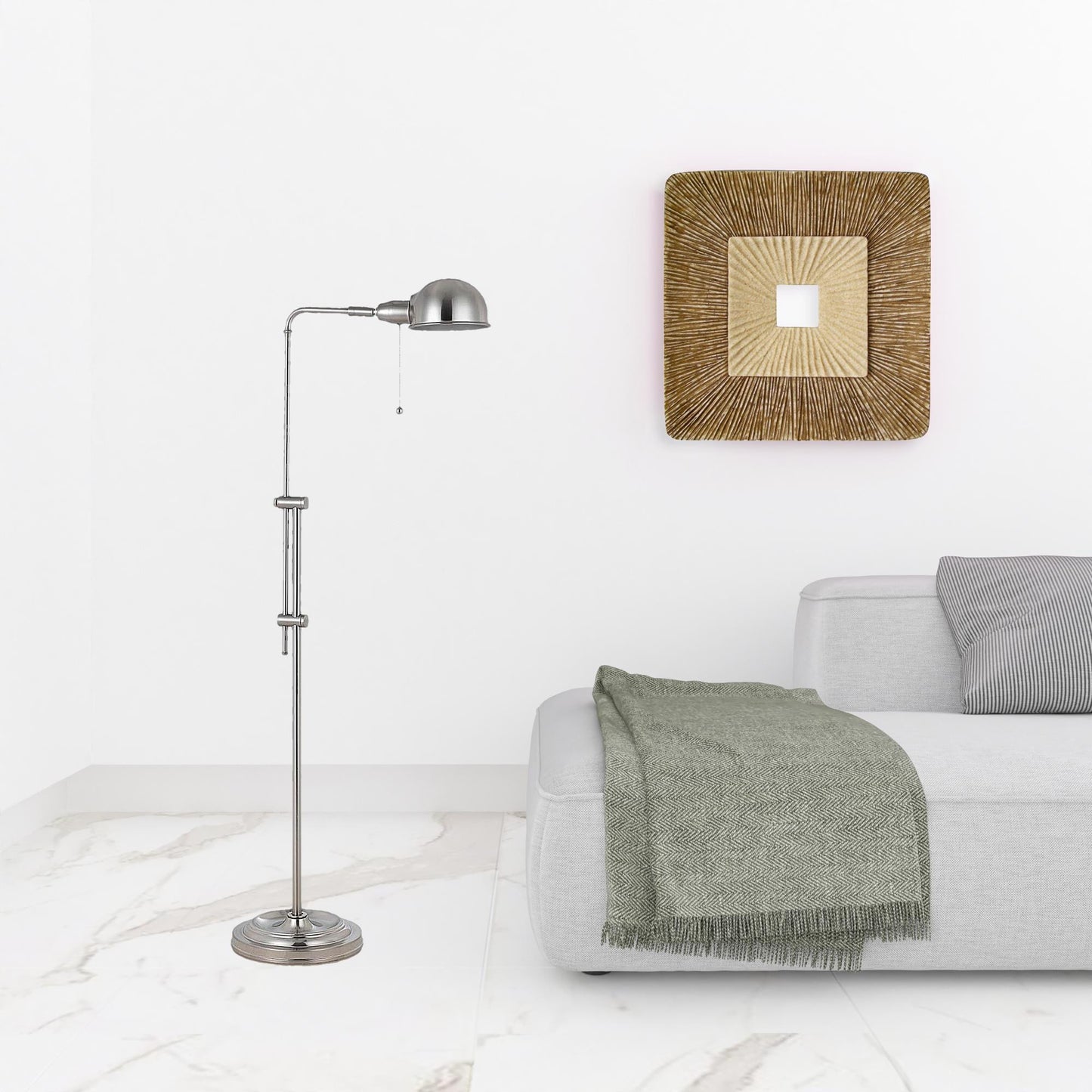 Nickel Adjustable Floor Lamp w/ Shade