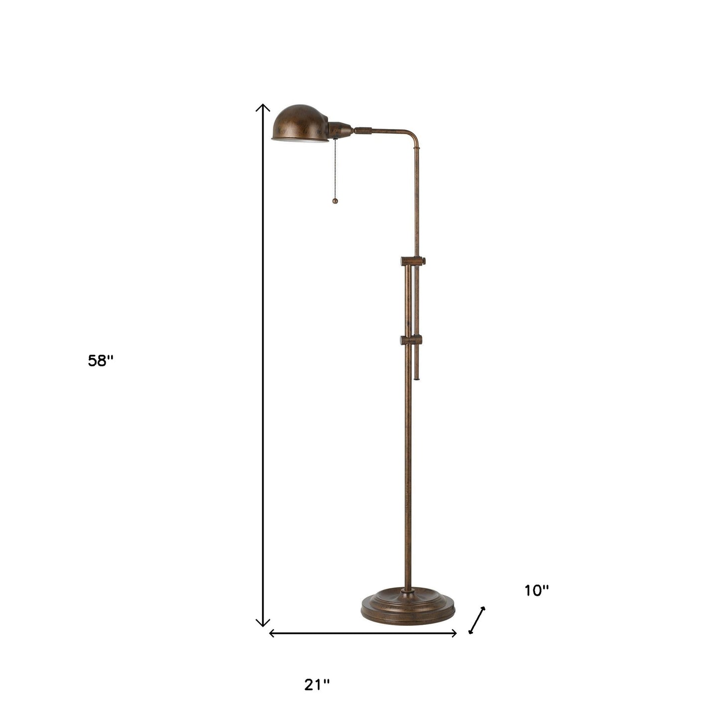 Rusted Adjustable Floor Lamp w/ Rust Shade