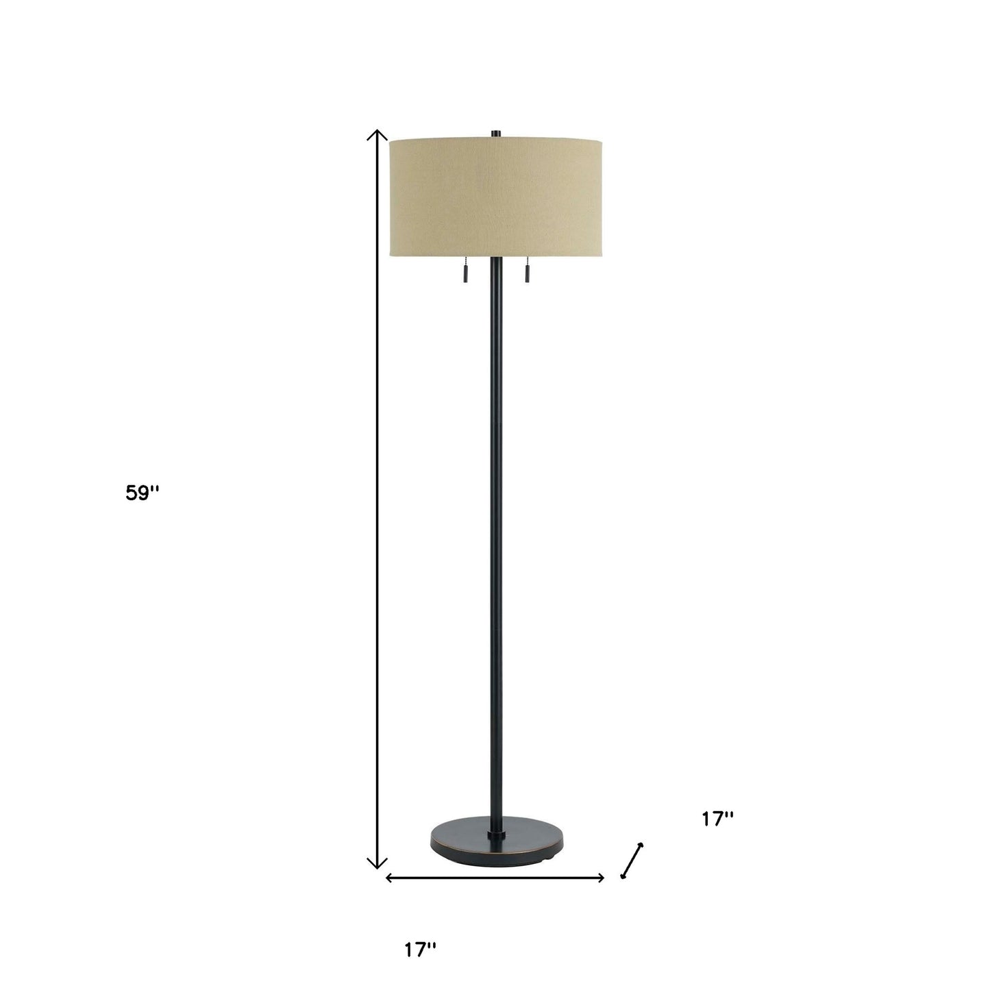 Bronze 2-Light Floor Lamp w/ Brown Shade