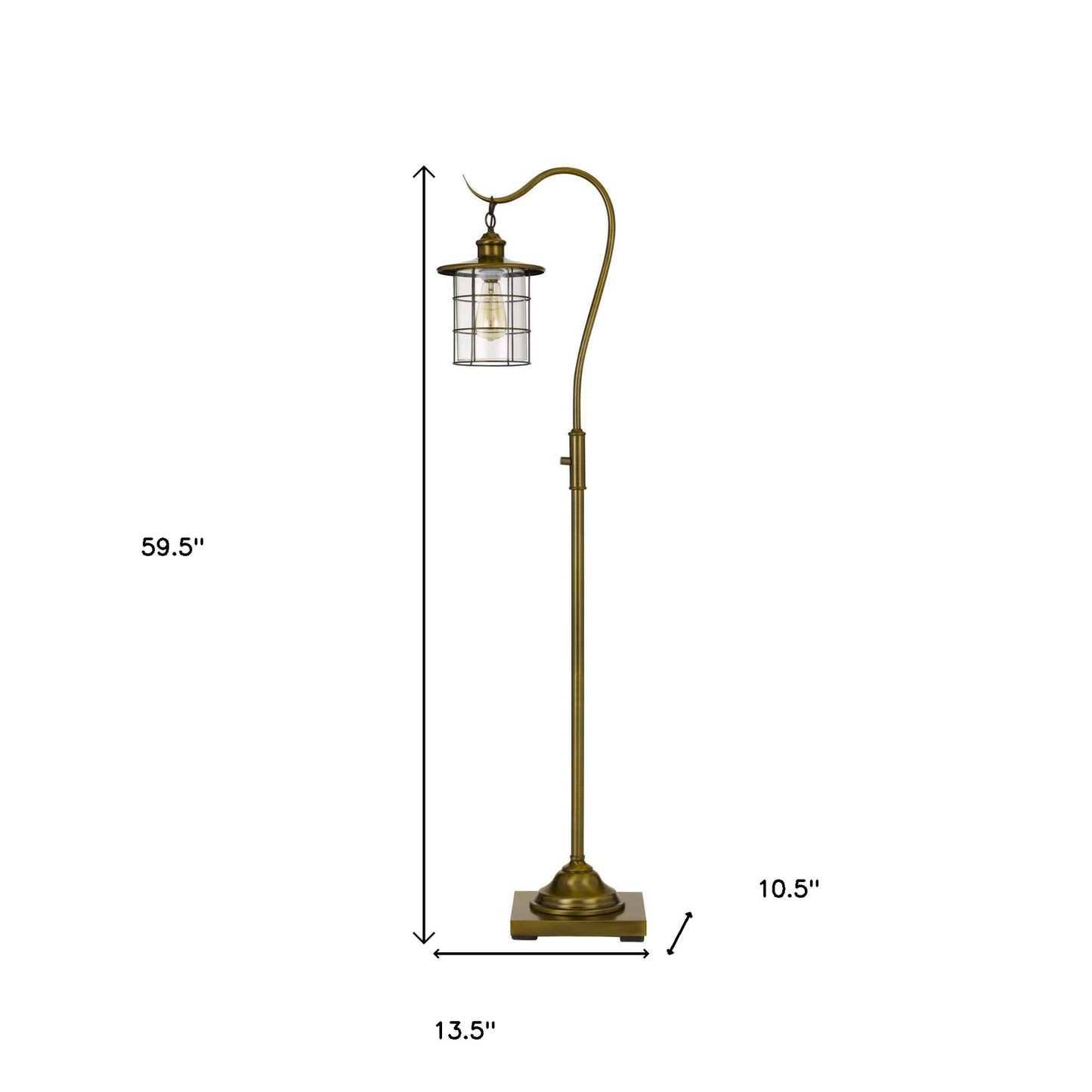 Brass Floor Lamp w/ Bronze Glass Shade