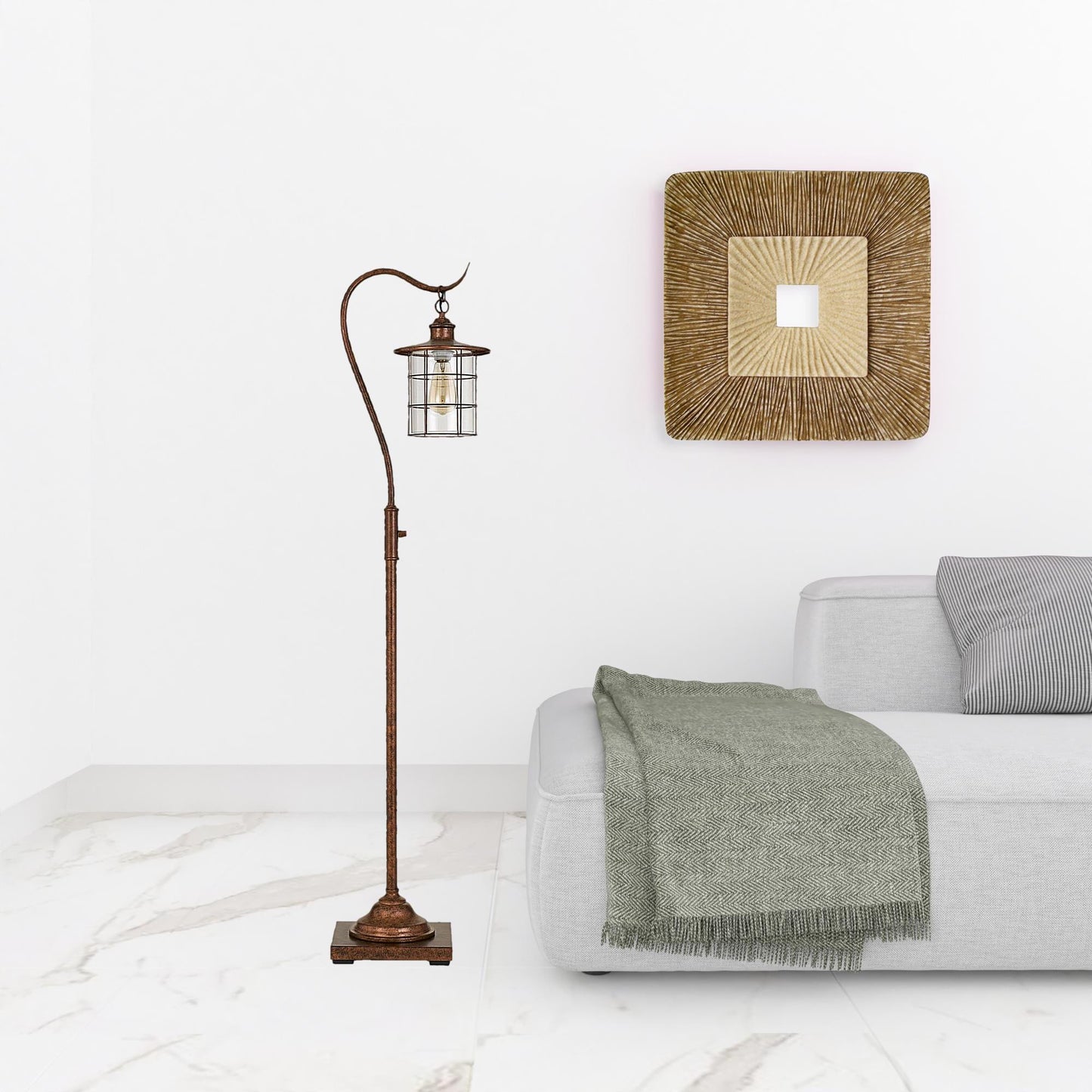 Rusted Floor Lamp w/ Rust Glass Shade