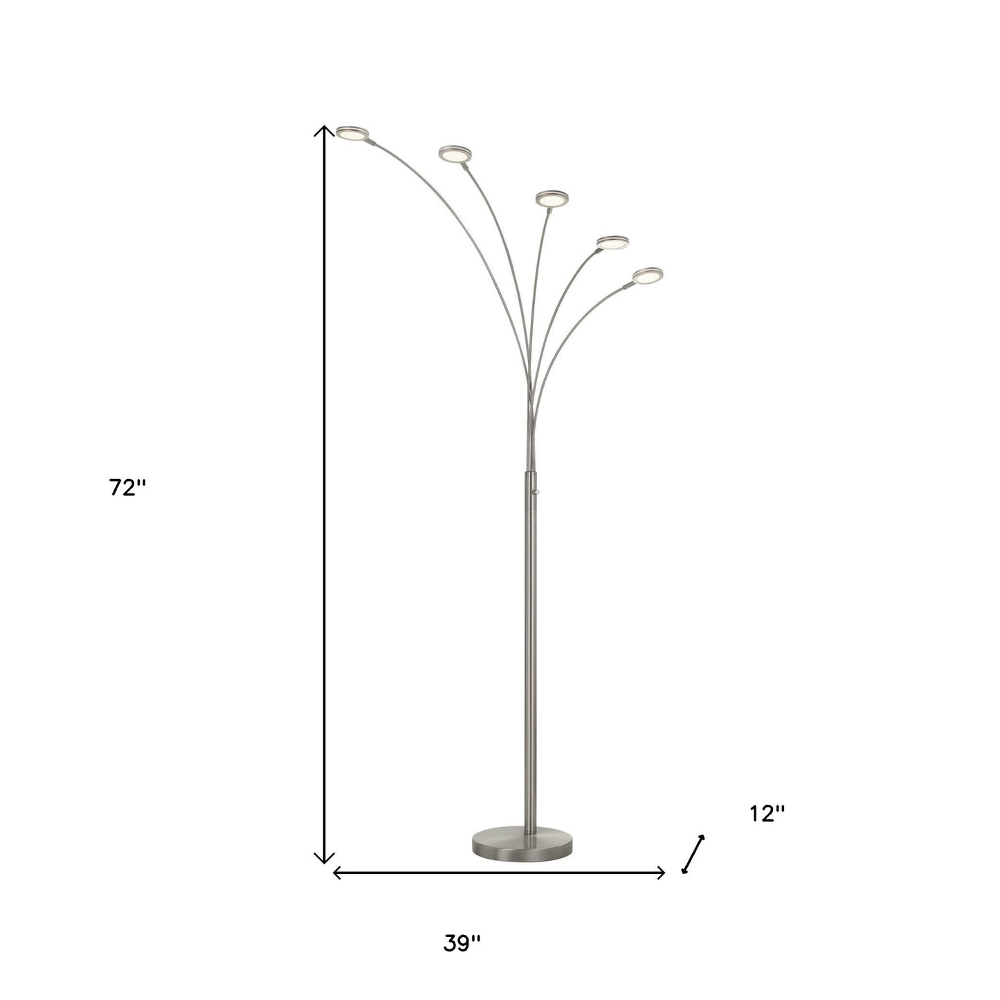 Nickel 5-Light Arc Floor Lamp