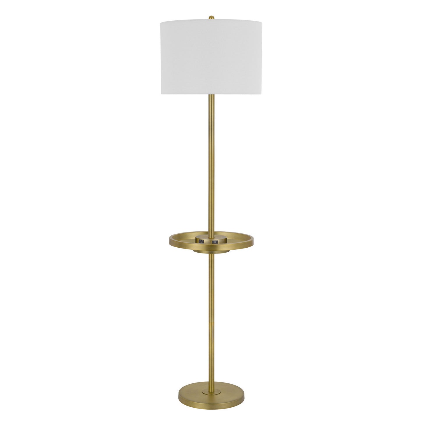 Brass Tray Table Floor Lamp w/ Shade