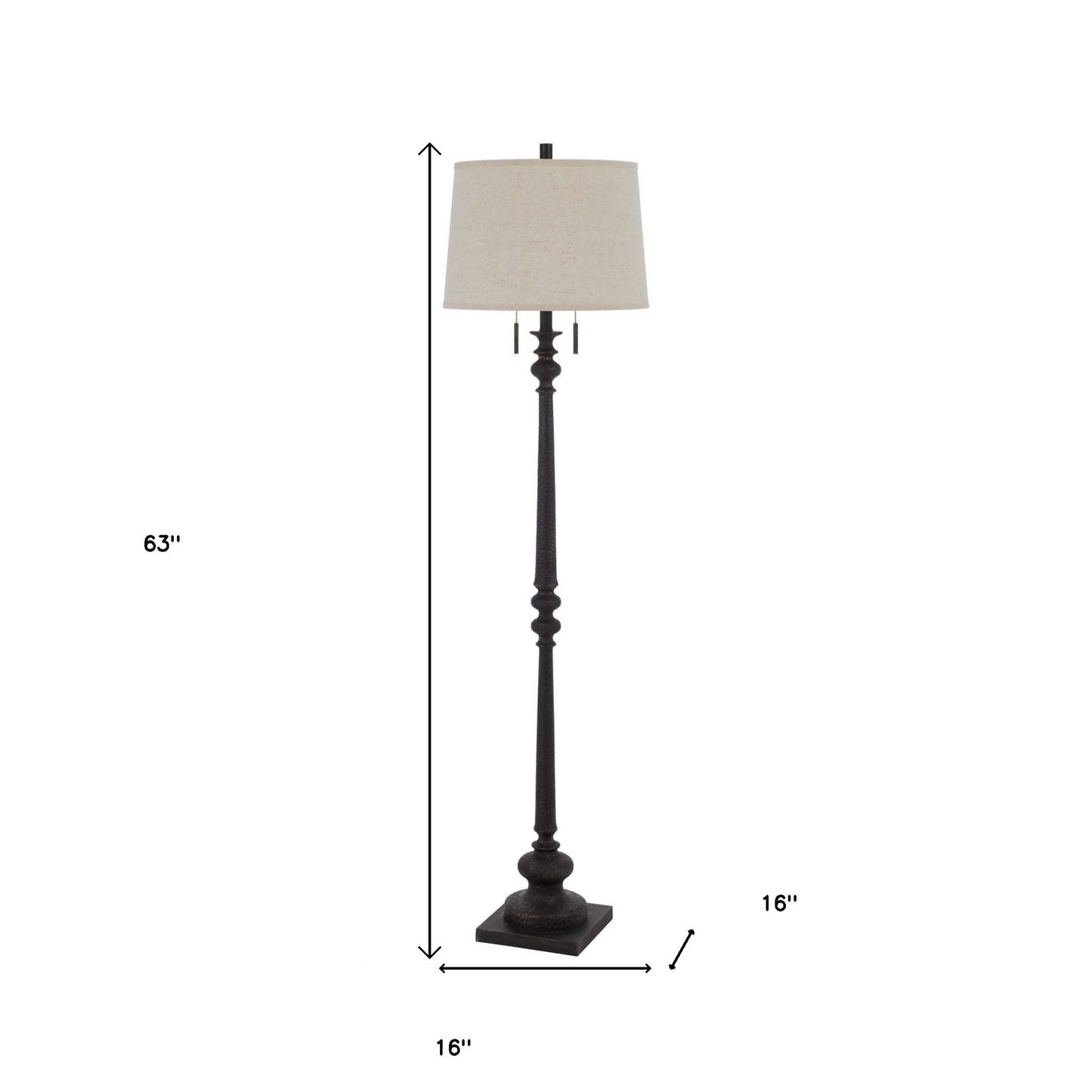Rusted 2-Light Floor Lamp w/ Shade