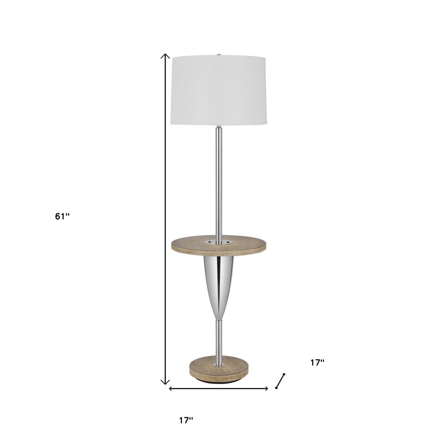 Chrome Tray Table Floor Lamp w/ Shade