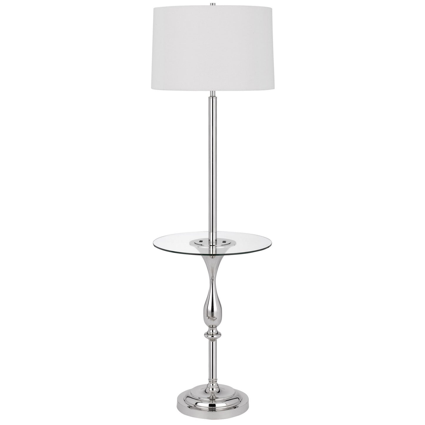 Chrome Tray Table Floor Lamp w/ Shade