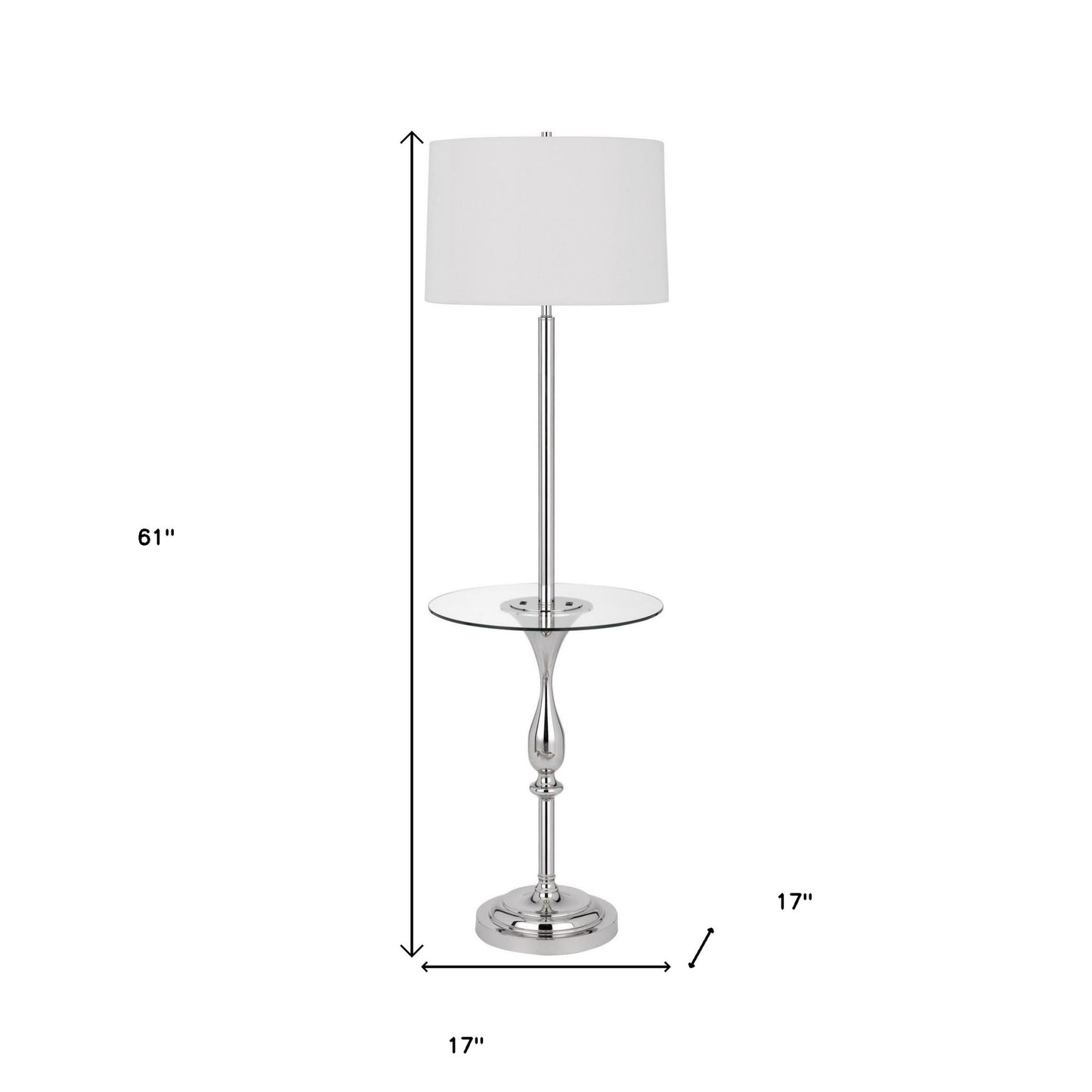 Chrome Tray Table Floor Lamp w/ Shade